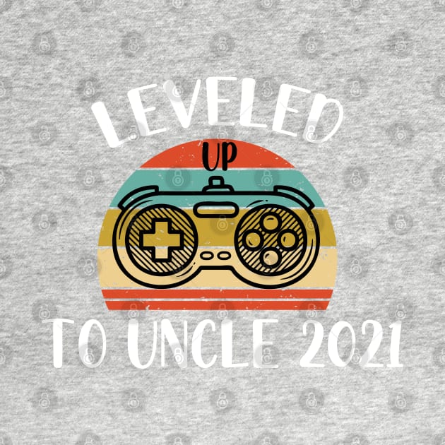 Leveled Up To Uncle 2021 - Pregnancy Announcement New Uncle Retro Sunset - Funny Maternity Gift For Gamer Lover by WassilArt